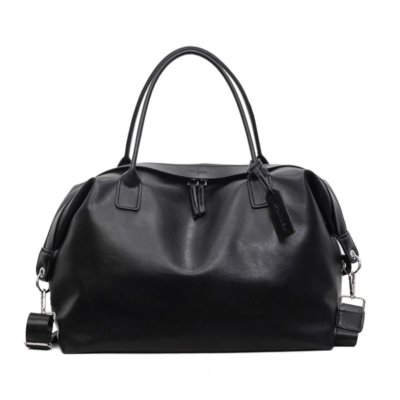 Leather Weekender Duffle Bag with Detachable Strap