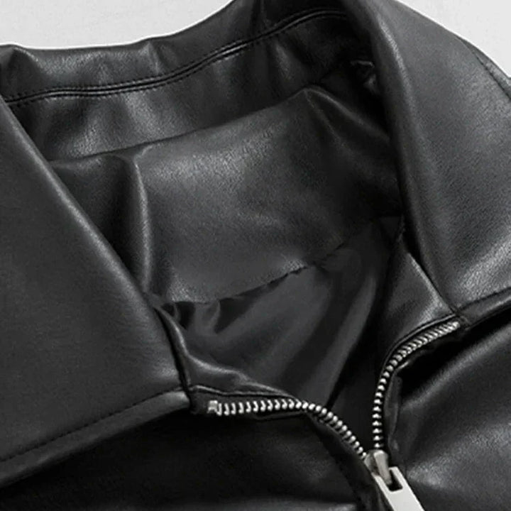 Men's Leather Zip-Up Jacket in an Oversized Fit