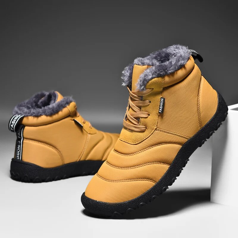Men's Waterproof Ankle Boots with Plush Lining