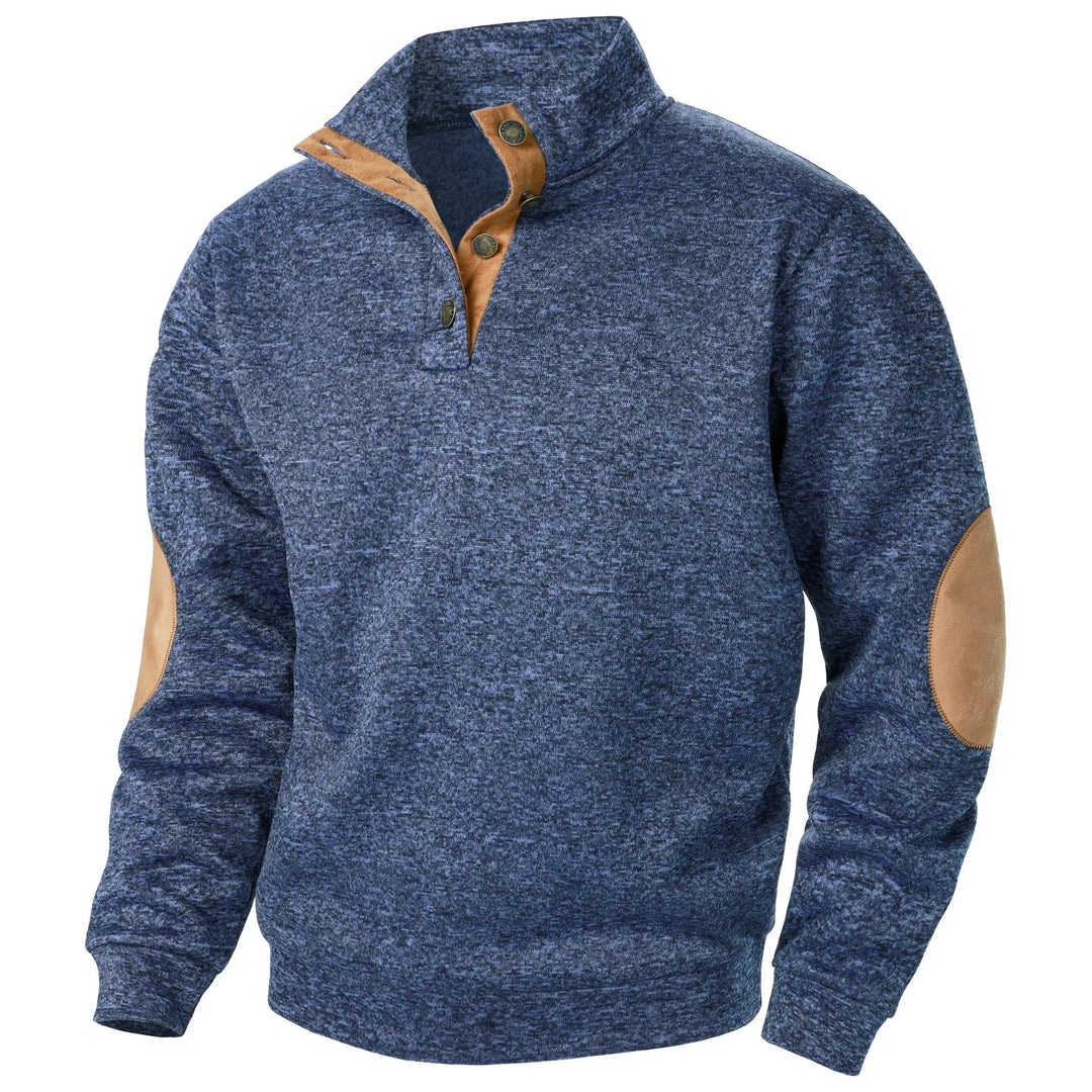Men's Knitted Jumper with Contrast Elbow Patches