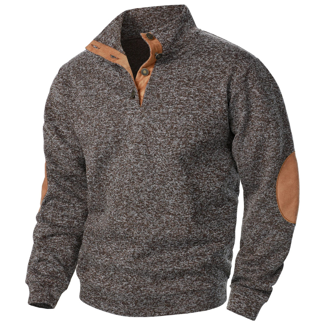 Men's Knitted Jumper with Contrast Elbow Patches