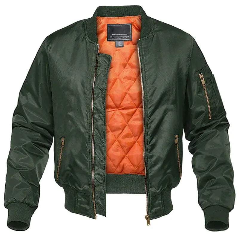 Men's Bomber Jacket with Ribbed Collar and Cuffs
