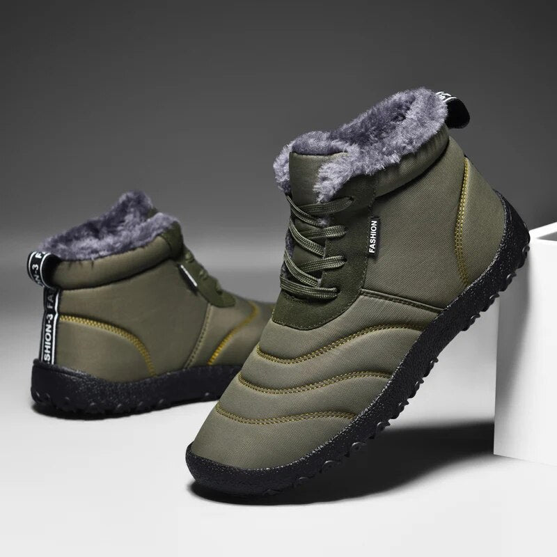 Men's Waterproof Ankle Boots with Plush Lining