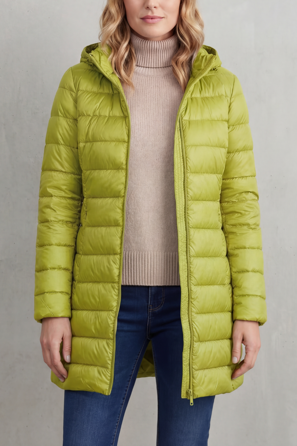 Women's Ultra-Lightweight Hooded Down Jacket in a Longline Fit