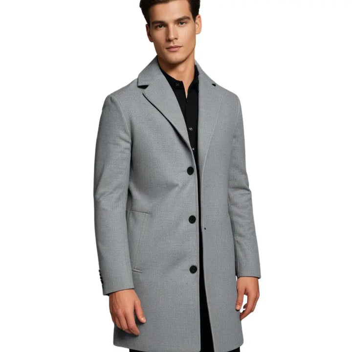 Men's Tailored Longline Trench Coat with Notch Lapel