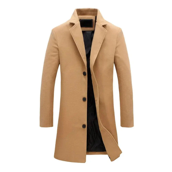 Men's Tailored Longline Trench Coat with Notch Lapel
