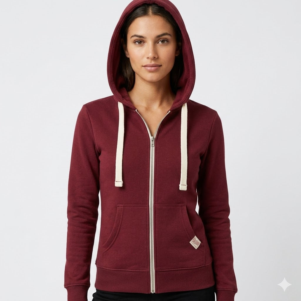 Sweat à capuche zippé pour femme avec poche kangourou