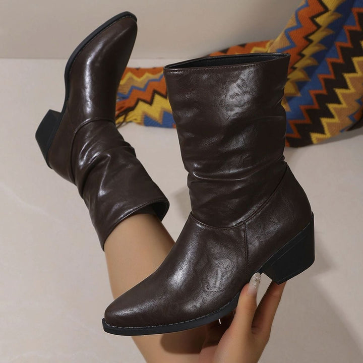 Bottines souples pour femme en cuir avec talon carré