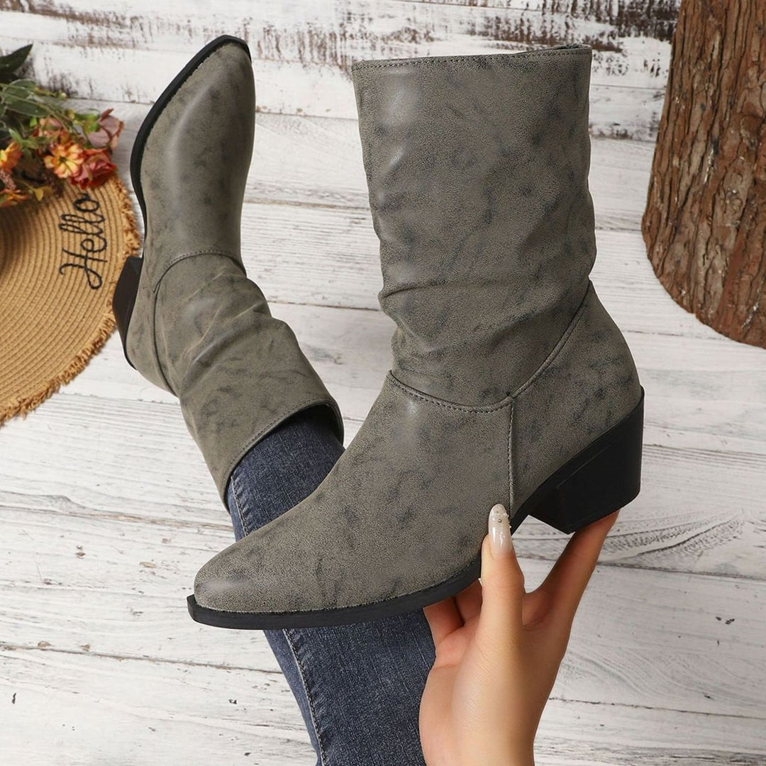Bottines souples pour femme en cuir avec talon carré