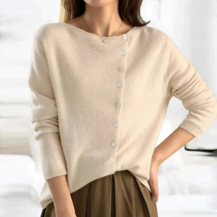 Women's Soft Knit Cardigan with Asymmetric Button Front