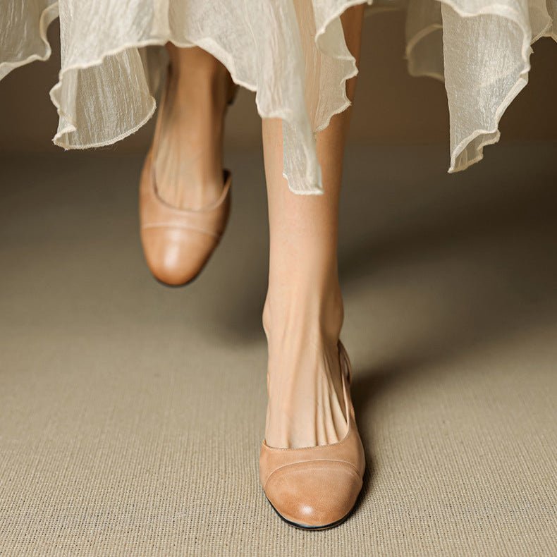 Women's Leather Slingback Heels with Almond Toe