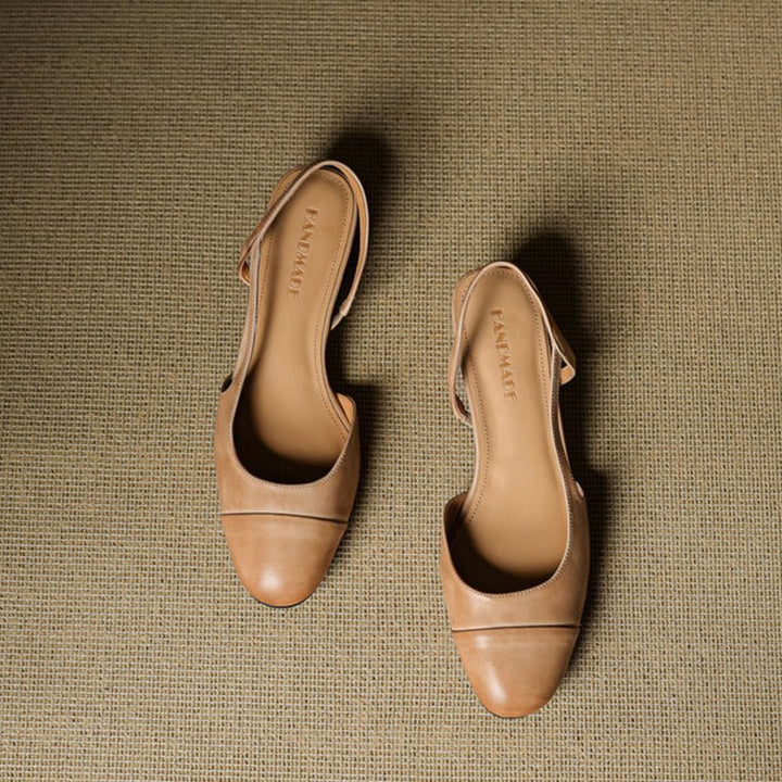 Women's Leather Slingback Heels with Almond Toe