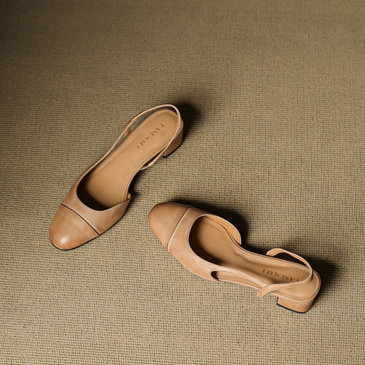 Women's Leather Slingback Heels with Almond Toe