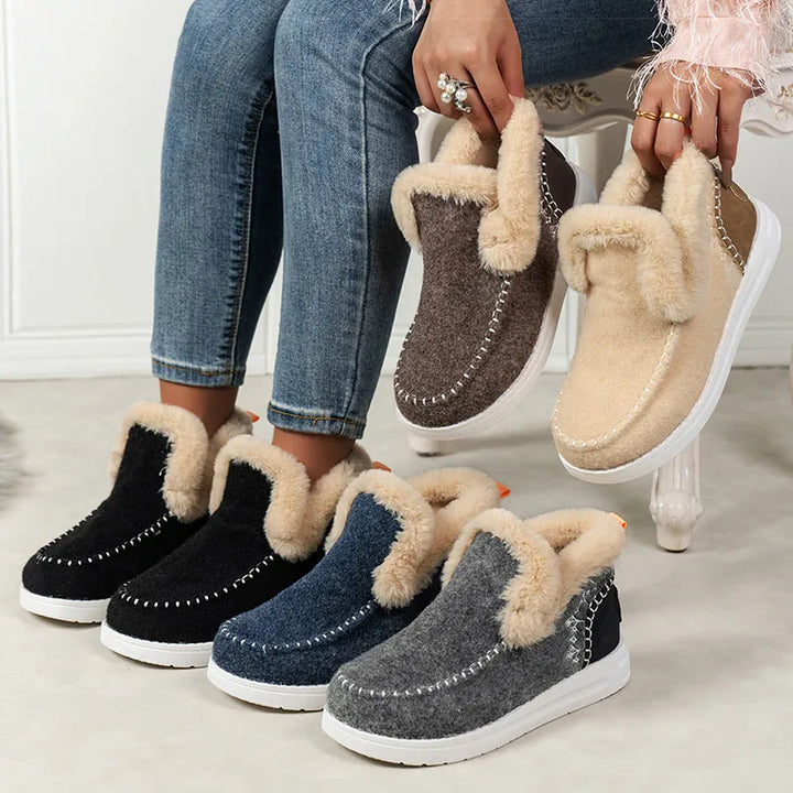 Bottines à enfiler pour femme, doublées en fausse fourrure