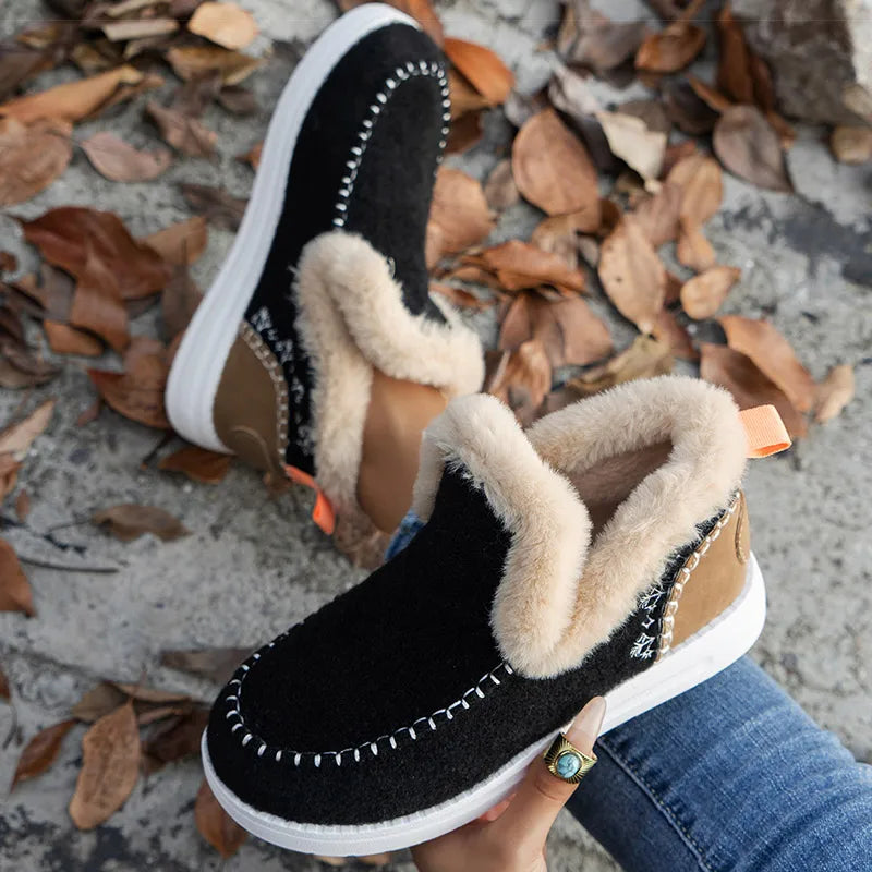 Bottines à enfiler pour femme, doublées en fausse fourrure