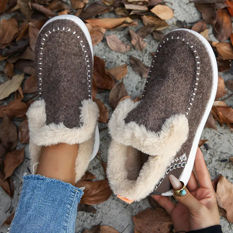 Bottines à enfiler pour femme, doublées en fausse fourrure