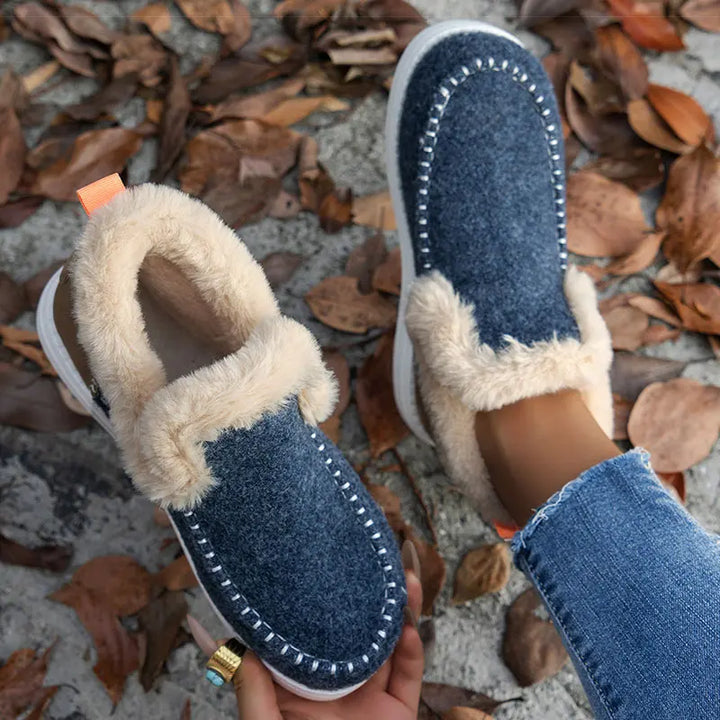 Bottines à enfiler pour femme, doublées en fausse fourrure