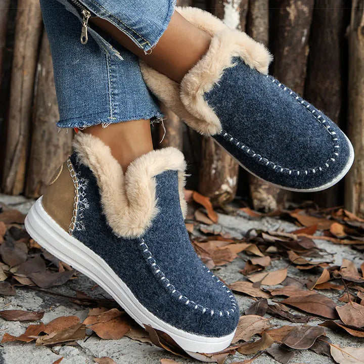 Bottines à enfiler pour femme, doublées en fausse fourrure