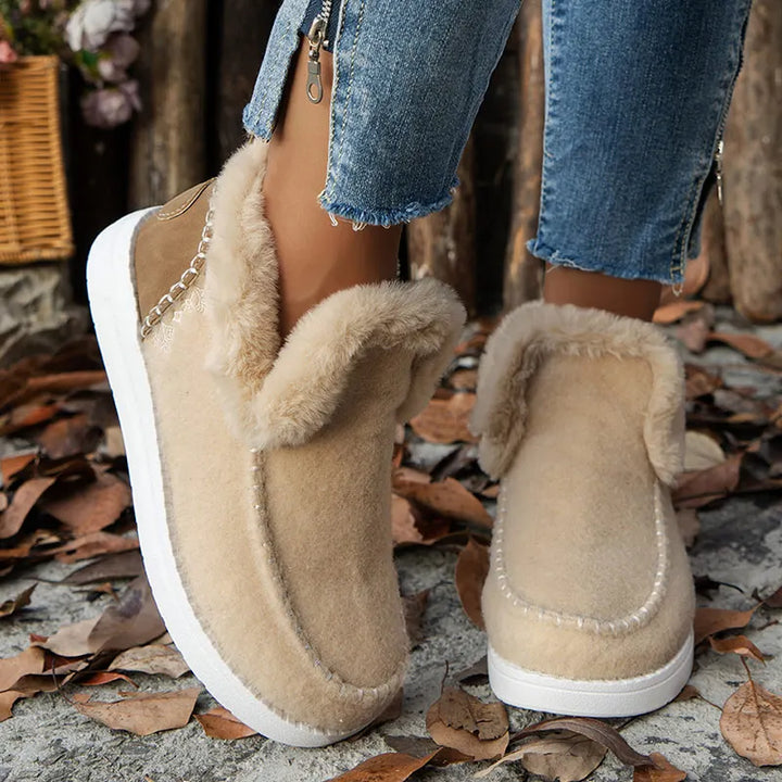 Bottines à enfiler pour femme, doublées en fausse fourrure