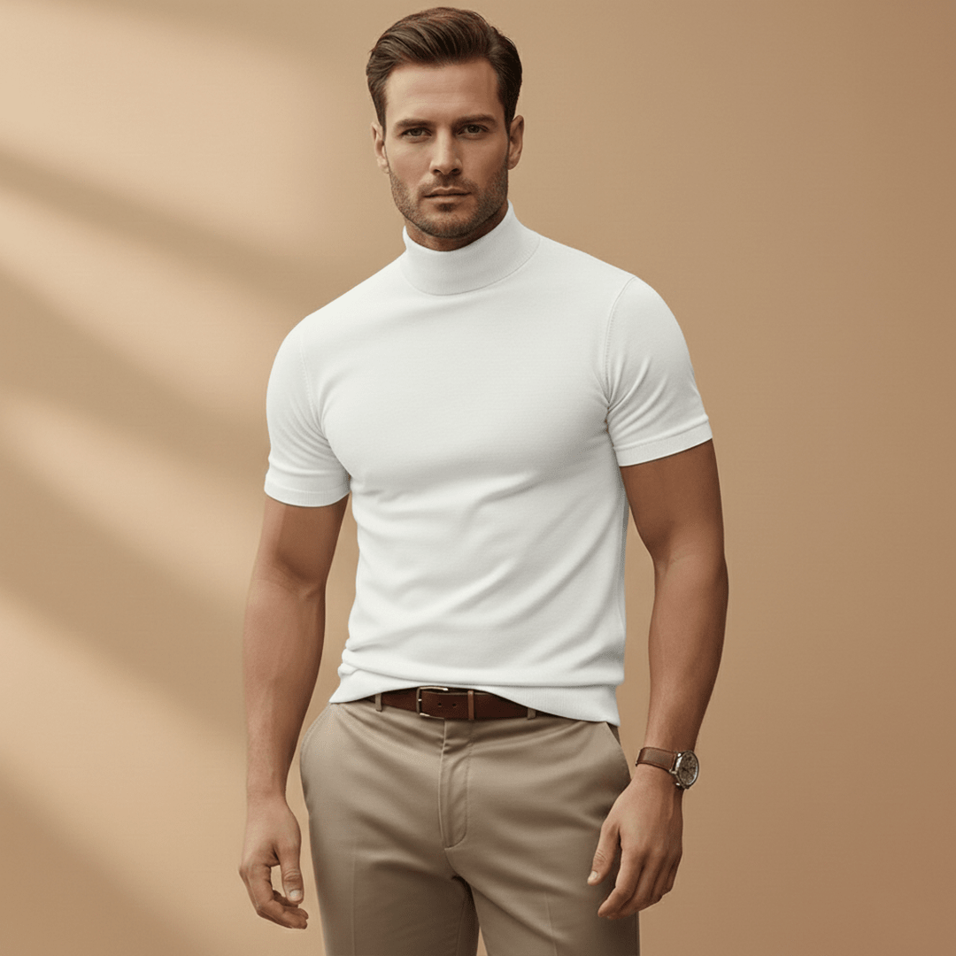 Short Sleeve Mock Neck T-Shirt