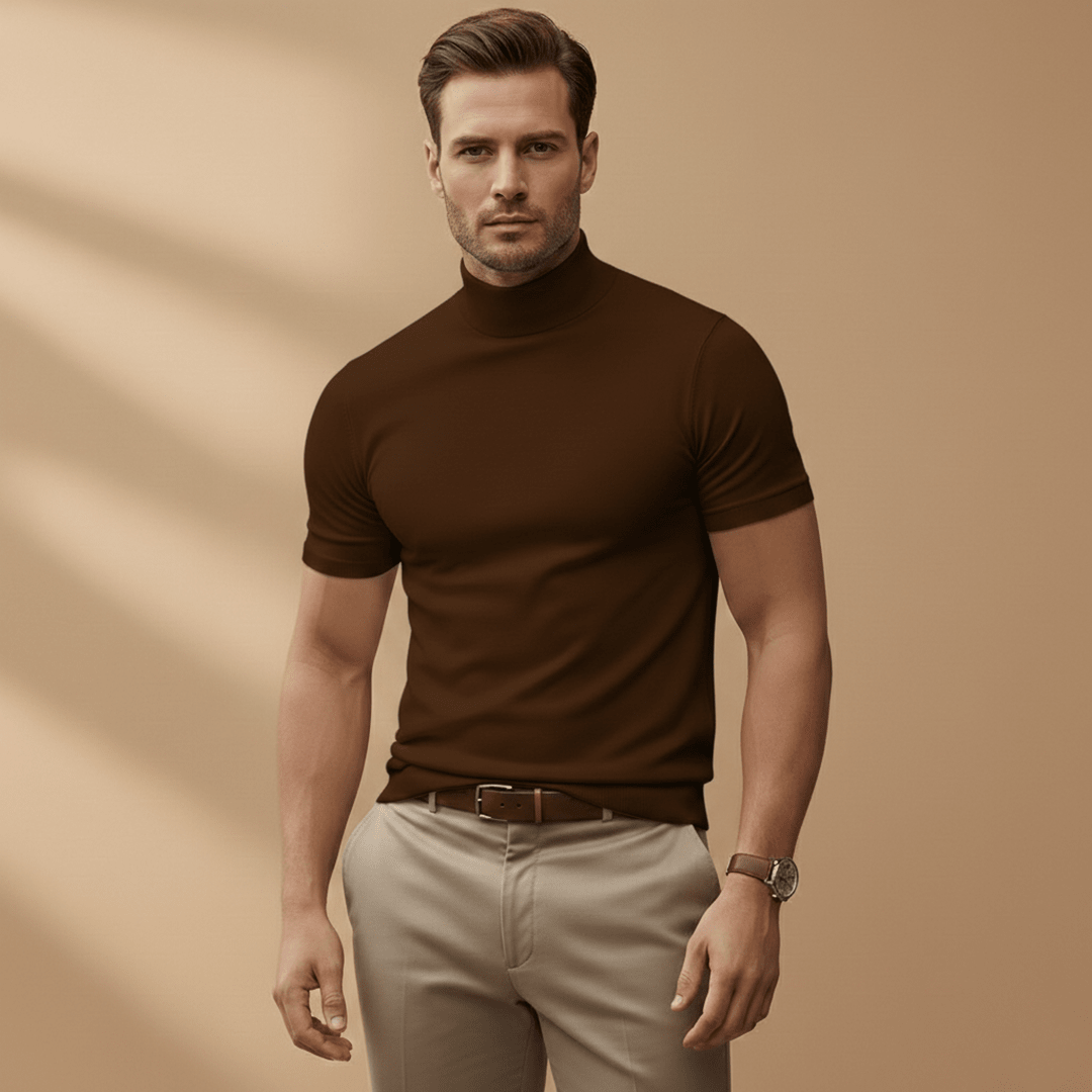 Short Sleeve Mock Neck T-Shirt