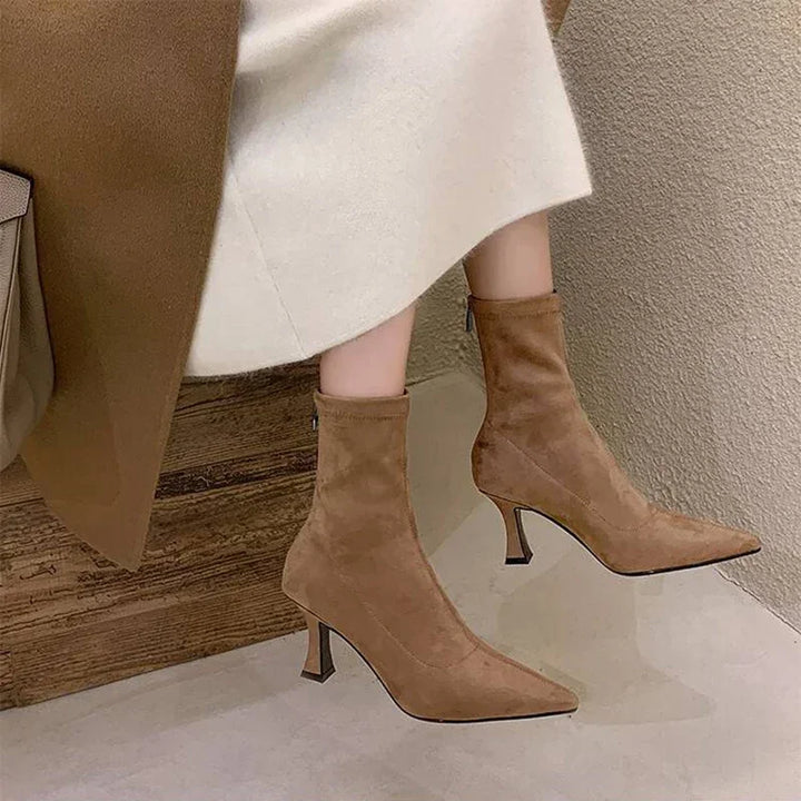 Women's Suede Pointed Toe Ankle Boots with Stiletto Heel