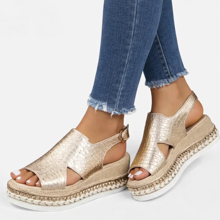 Metallic Platform Comfort Sandals