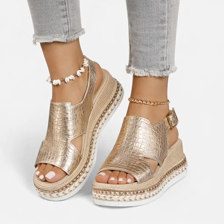 Metallic Platform Comfort Sandals