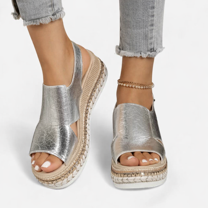 Metallic Platform Comfort Sandals