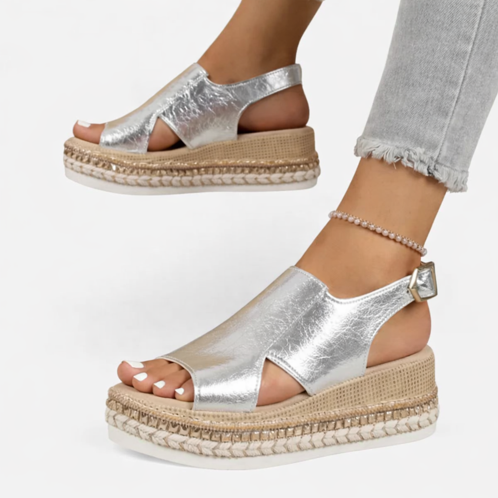 Metallic Platform Comfort Sandals