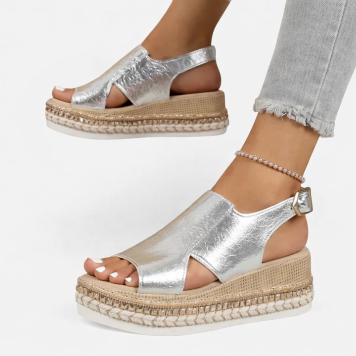 Metallic Platform Comfort Sandals