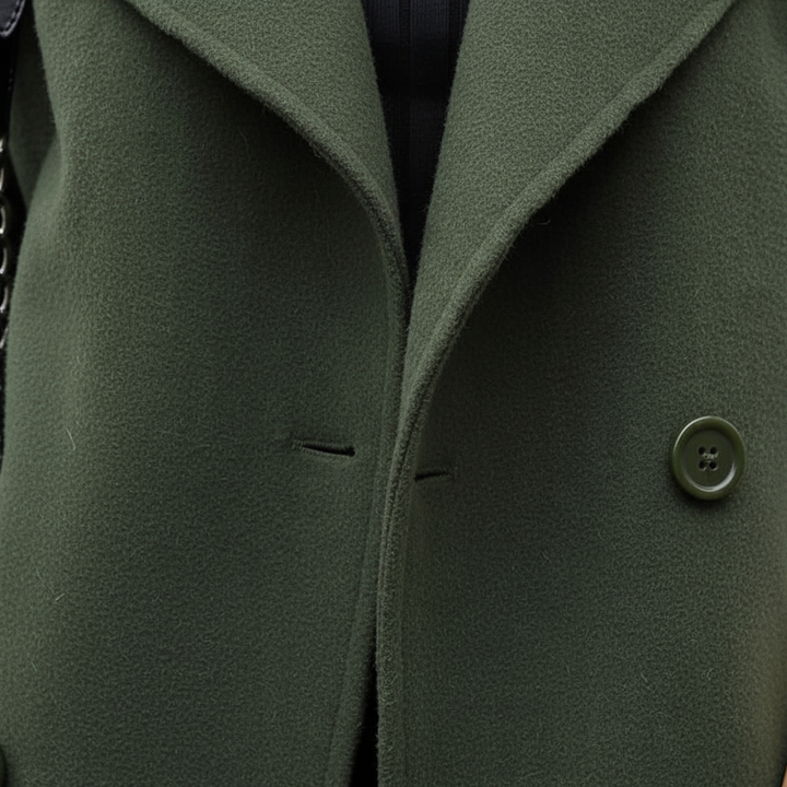 Women's Double-Breasted Overcoat with Notch Lapel Collar