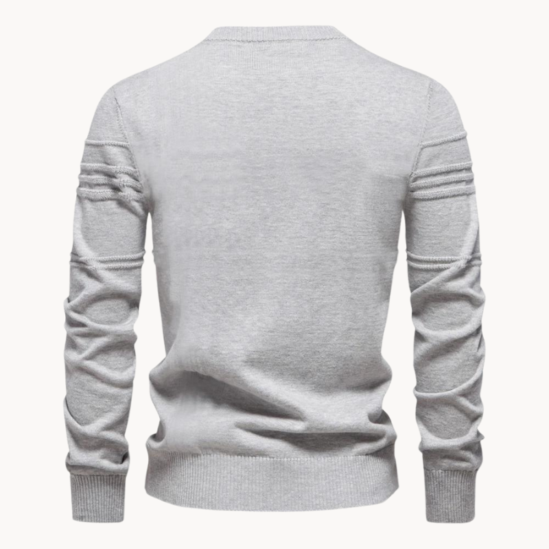 Men's Textured Crew Neck Jumper with Stripe Detail