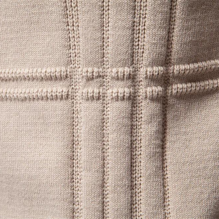 Men's Textured Crew Neck Jumper with Stripe Detail