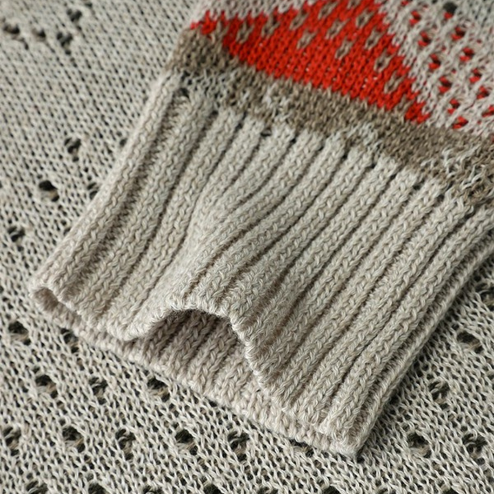 Women's Fair Isle Pattern Jumper with Ribbed Trim