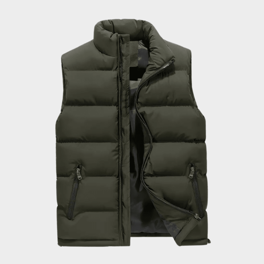 Men's Quilted Puffer Vest with Zip Pockets