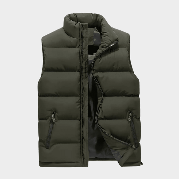 Men's Quilted Puffer Vest with Zip Pockets