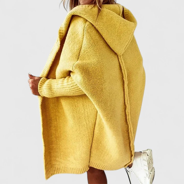 Women's Knit Hooded Cardigan in Oversized Fit
