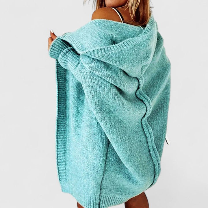 Women's Knit Hooded Cardigan in Oversized Fit