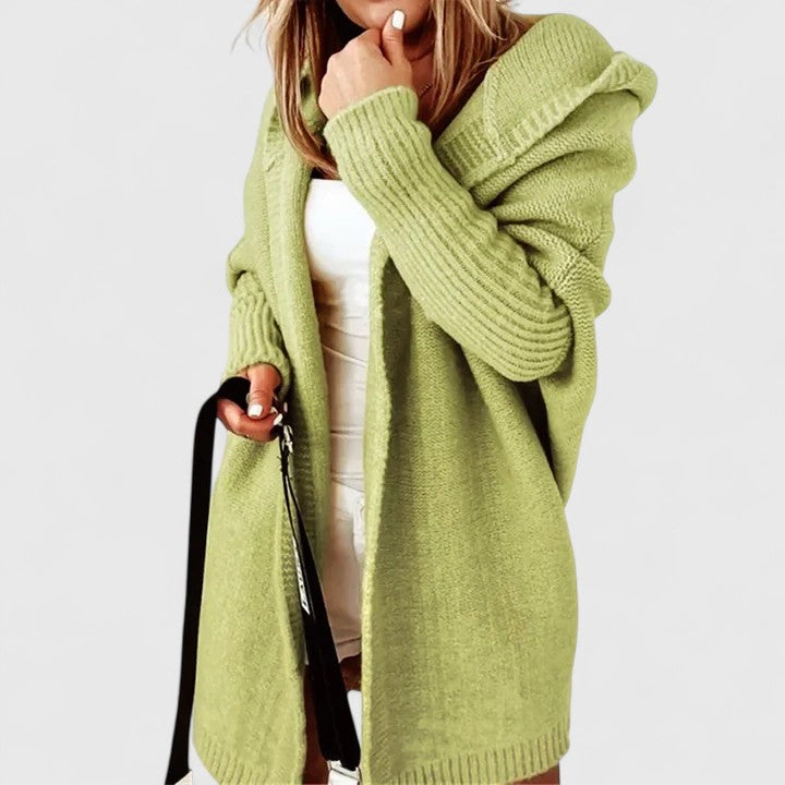 Women's Knit Hooded Cardigan in Oversized Fit
