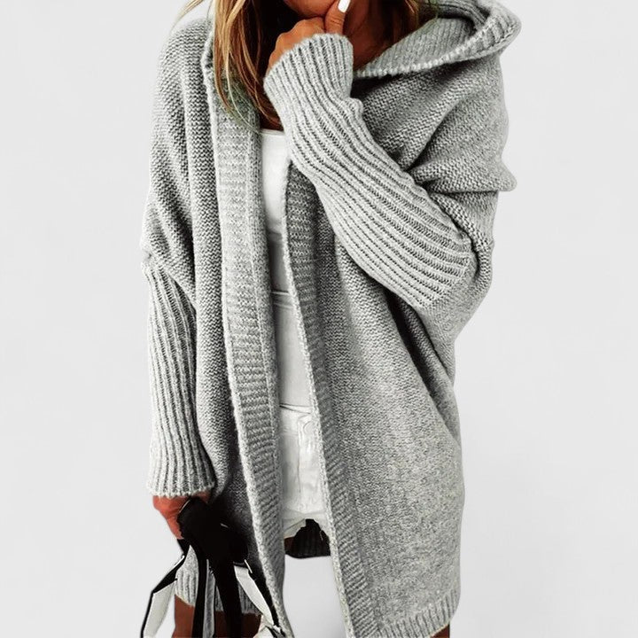 Women's Knit Hooded Cardigan in Oversized Fit