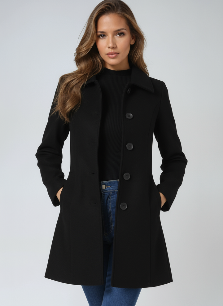 Women's Single-Breasted Fitted Coat with Collar