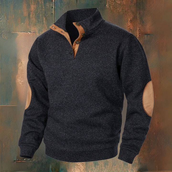 Men's Knitted Jumper with Contrast Elbow Patches