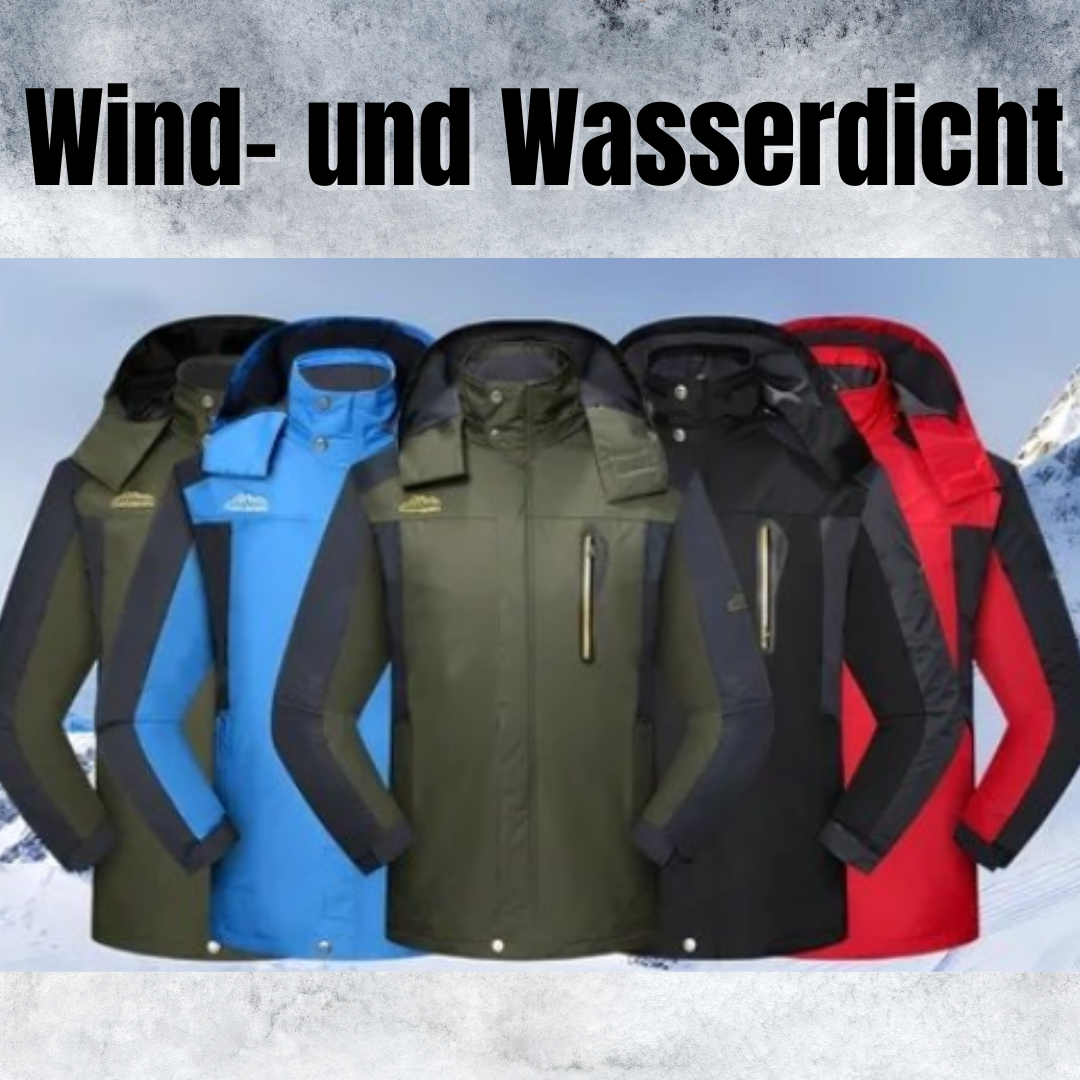 Men's Windproof Fleece-Lined Hooded Jacket with Multiple Pockets