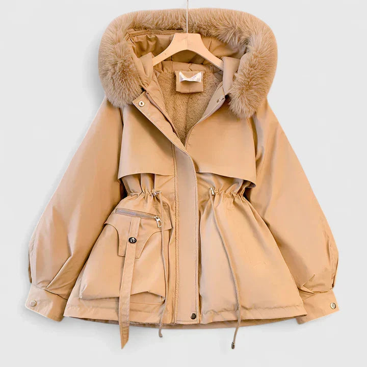 Women's Padded Winter Jacket with Faux Fur Hood