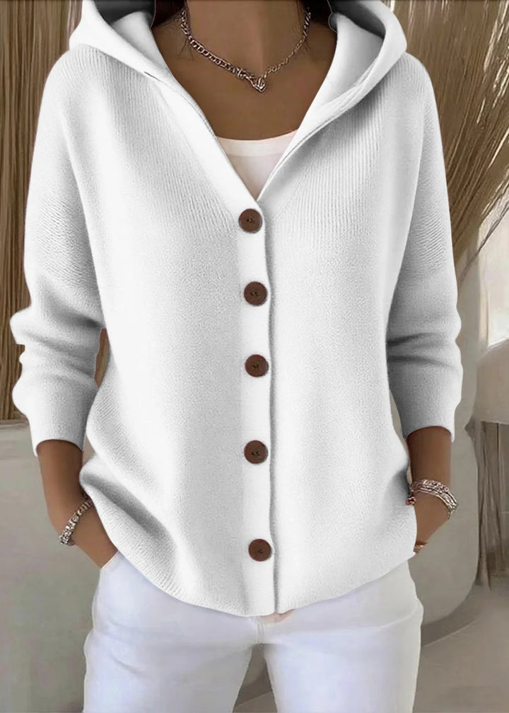 Women's Hooded Knit Cardigan with Button Front