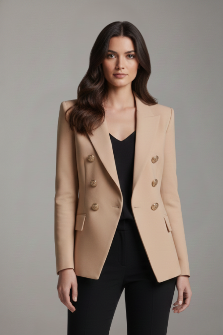 Blazer pour femme à double boutonnage avec boutons dorés