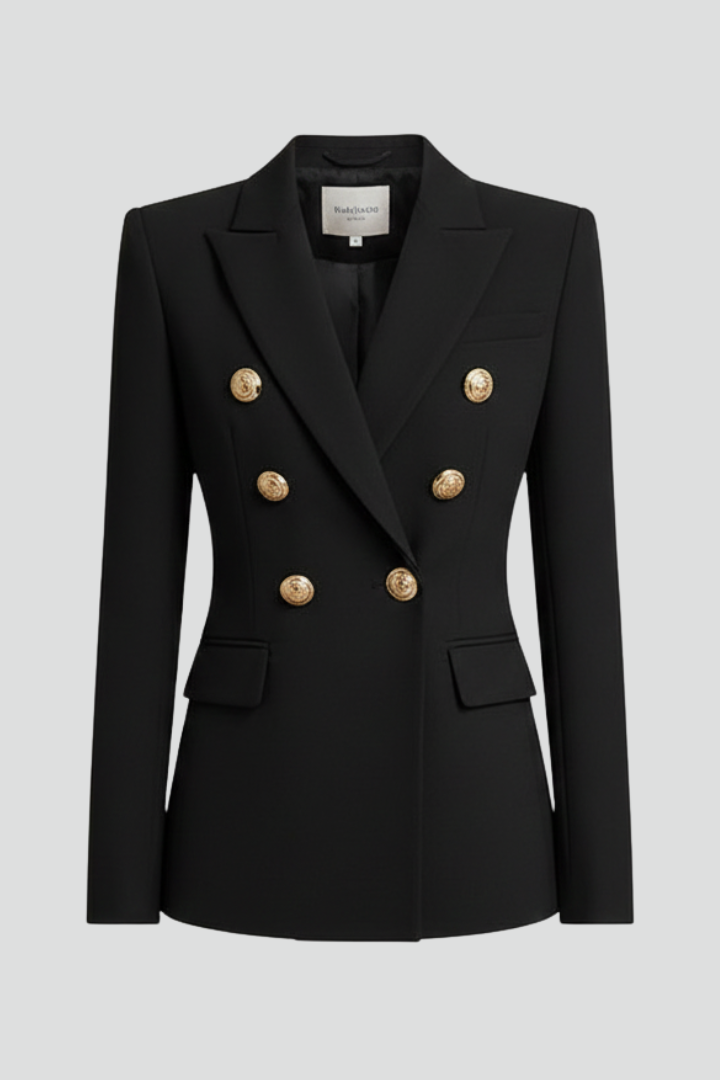 Blazer pour femme à double boutonnage avec boutons dorés