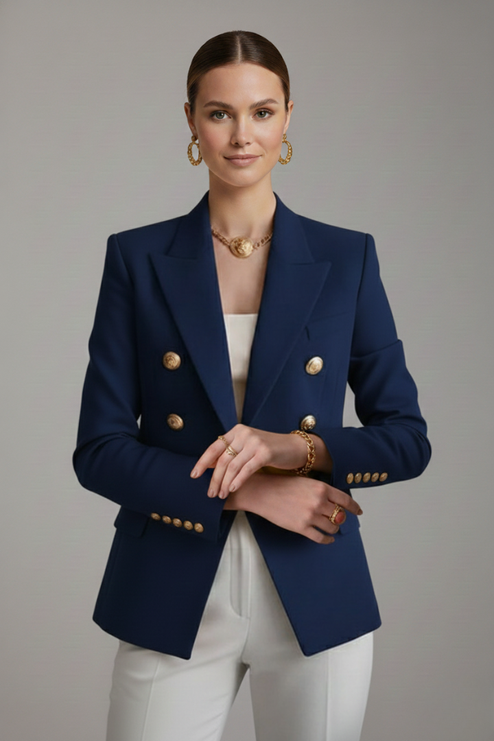 Blazer pour femme à double boutonnage avec boutons dorés
