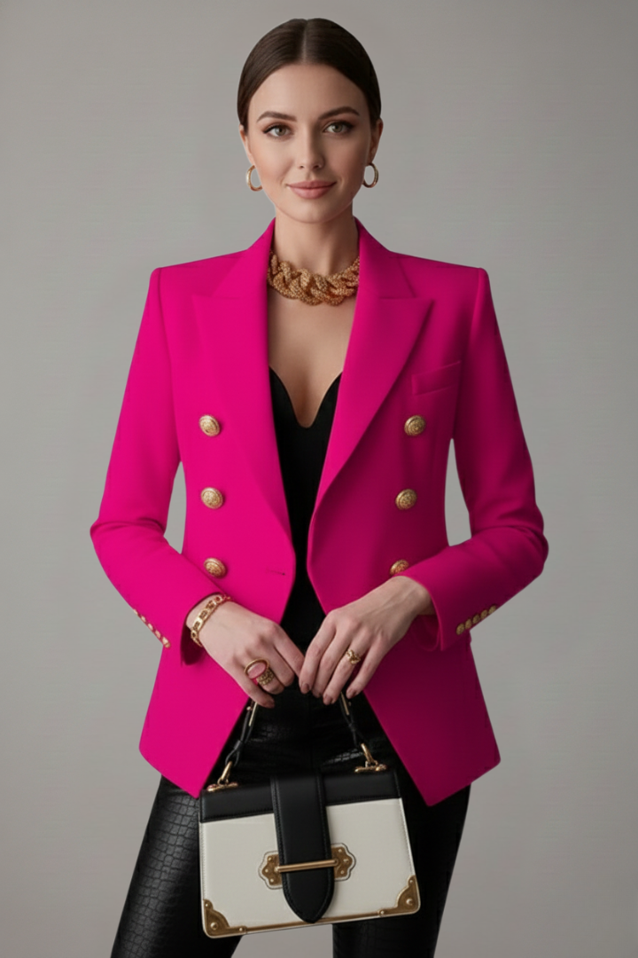 Blazer pour femme à double boutonnage avec boutons dorés